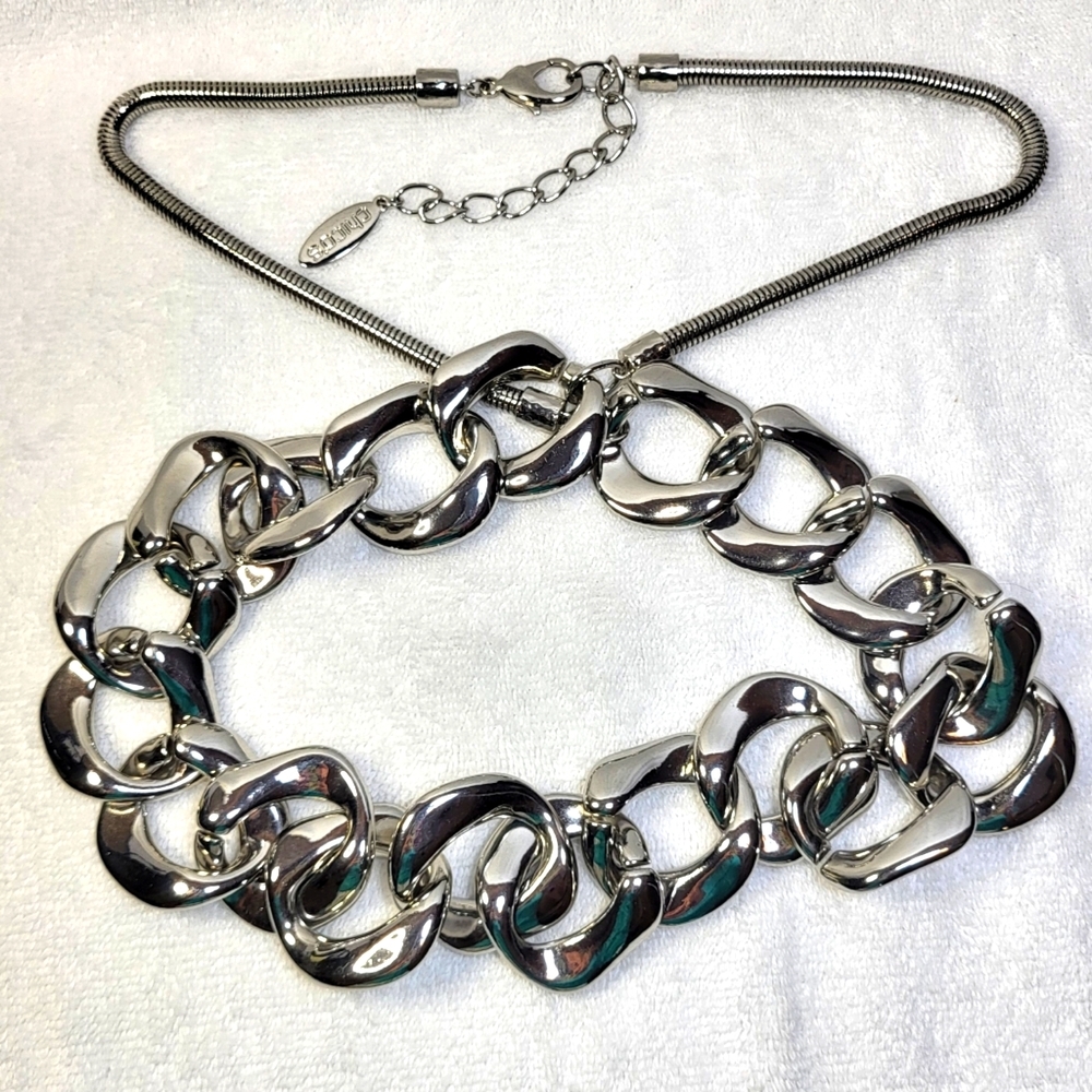 Chico's Interlocking Chunky Silver Link Rope Ligh… - image 3